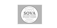 SOVA Southern Virginia Regional Chamber logo on a gray rectangle.