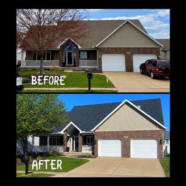 A before and after picture of a house
