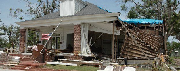 Storm damages house