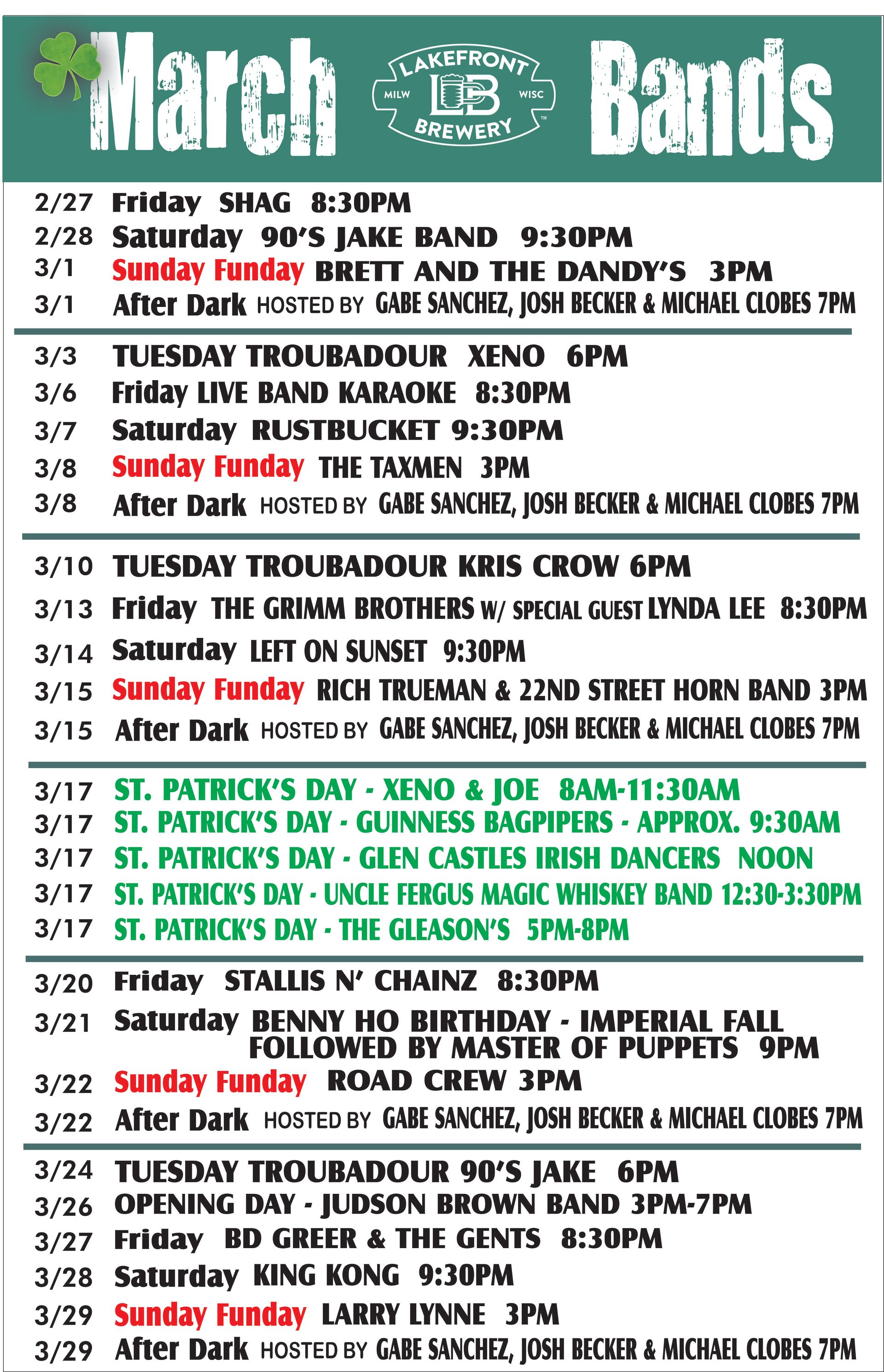 March band schedule