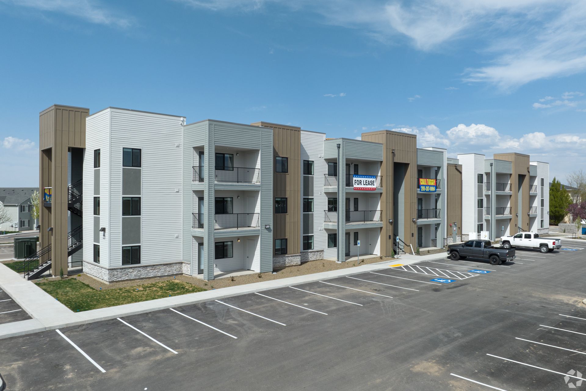 Apartment complex with balconies