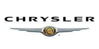 Chrysler logo: silver wings with a gold emblem centered below the brand name in black text.