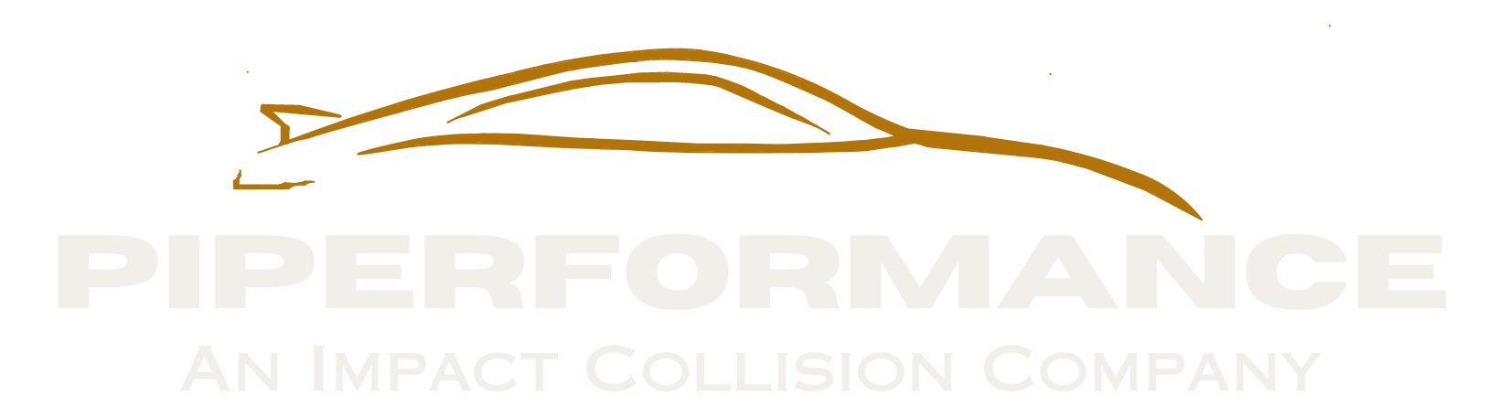 Logo of Piperformance, an impact collision company, with car outline above the text.