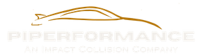 Logo of Piperformance, an impact collision company, with car outline above the text.