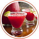 Red margaritas with lime