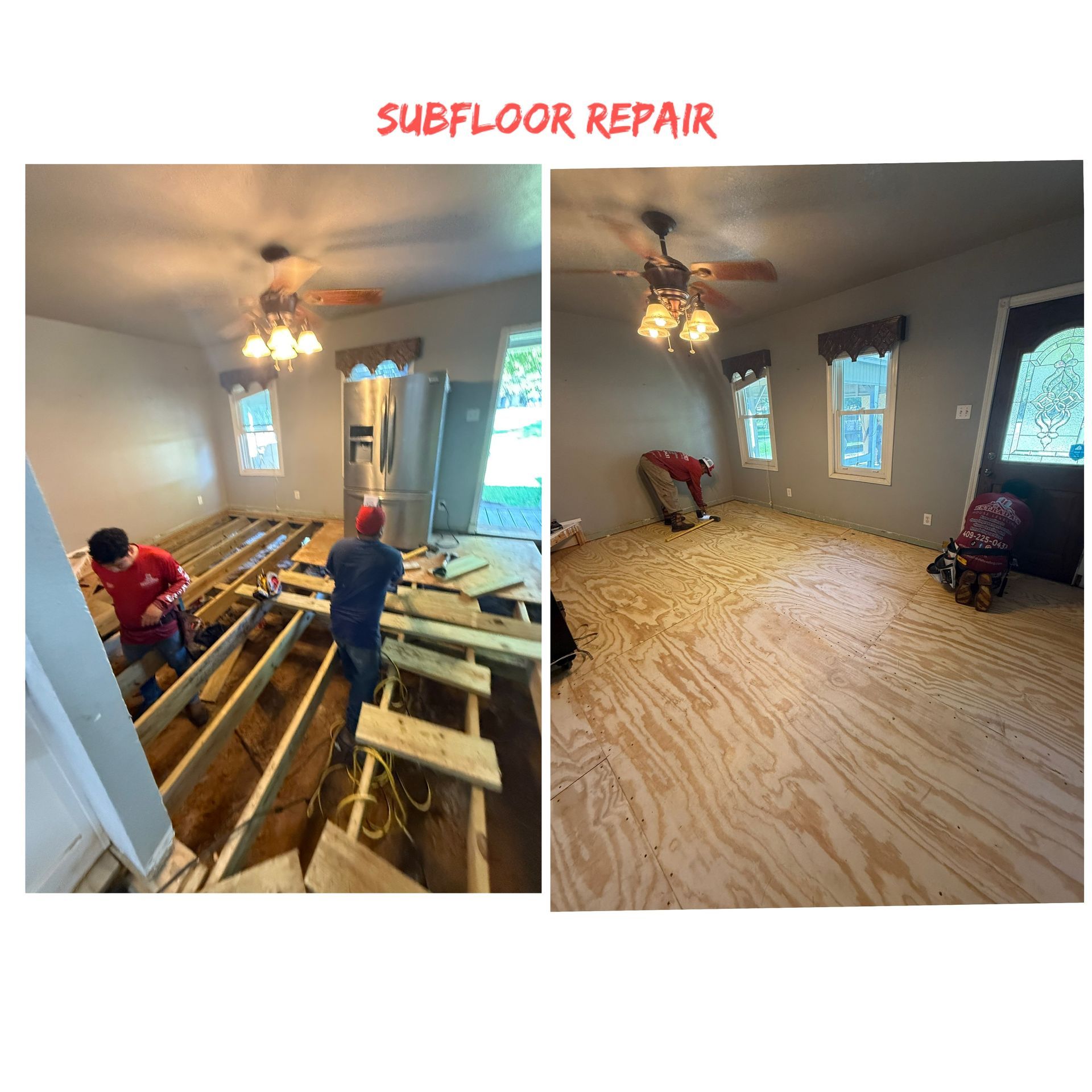 before and after subfloor repair