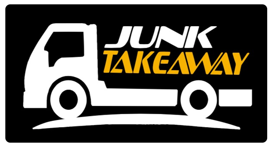 White truck with "JUNK TAKEAWAY" text, on a black background.