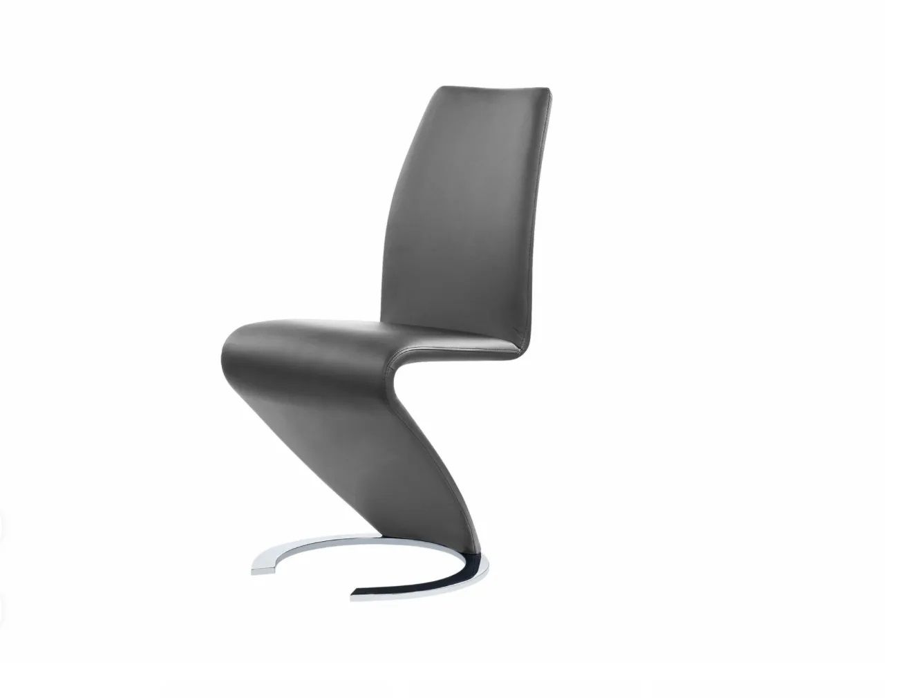 A black chair with a curved back on a white background.