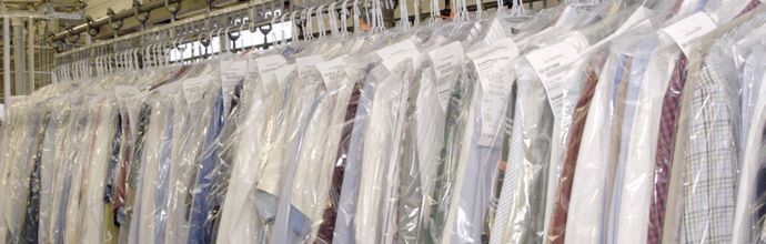 Dry cleaned clothes ready for pickup