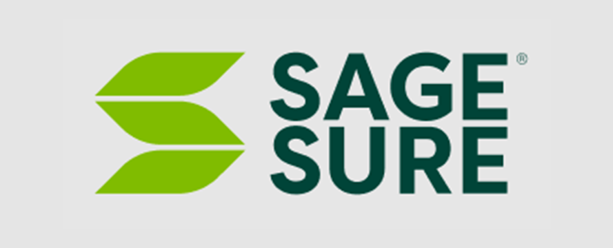 Sage Sure logo with green leaves and dark green text.