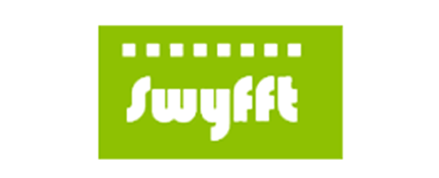 Green rectangle with swyfft in white letters. Dotted line above the text.