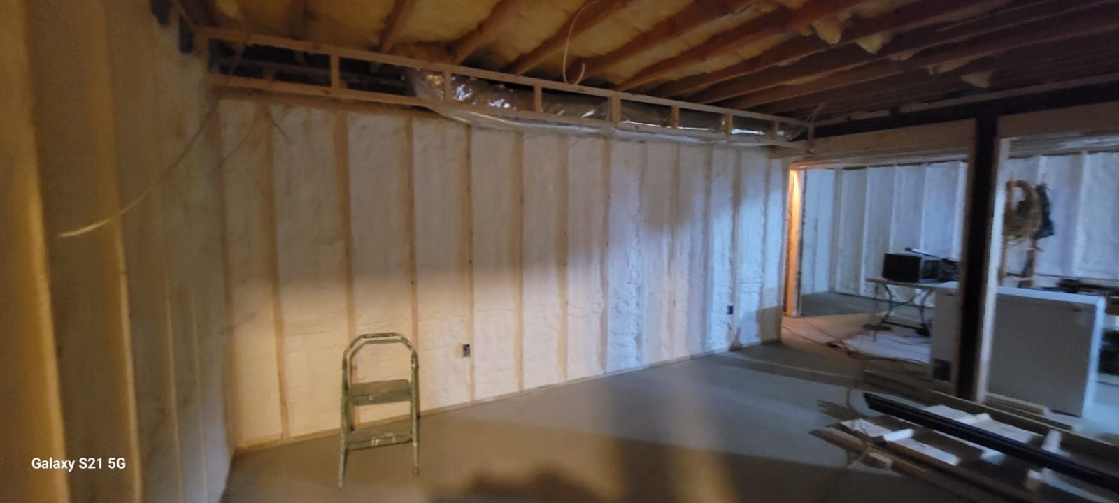 There is a ladder in the middle of the room.