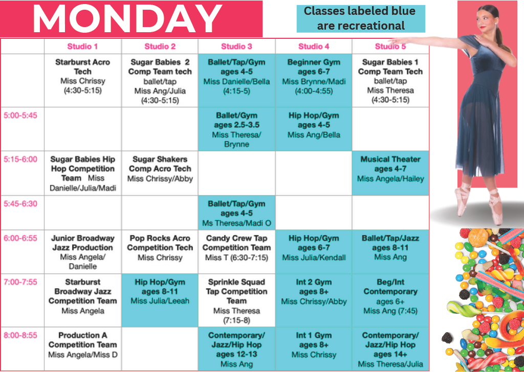 2024-2025 Monday Calendar