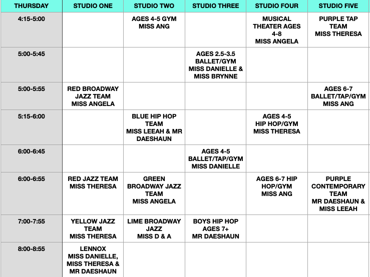 2022-2023 Class Schedule | Northampton, PA