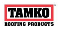 TAMKO Roofing Products logo in black and red on a white background