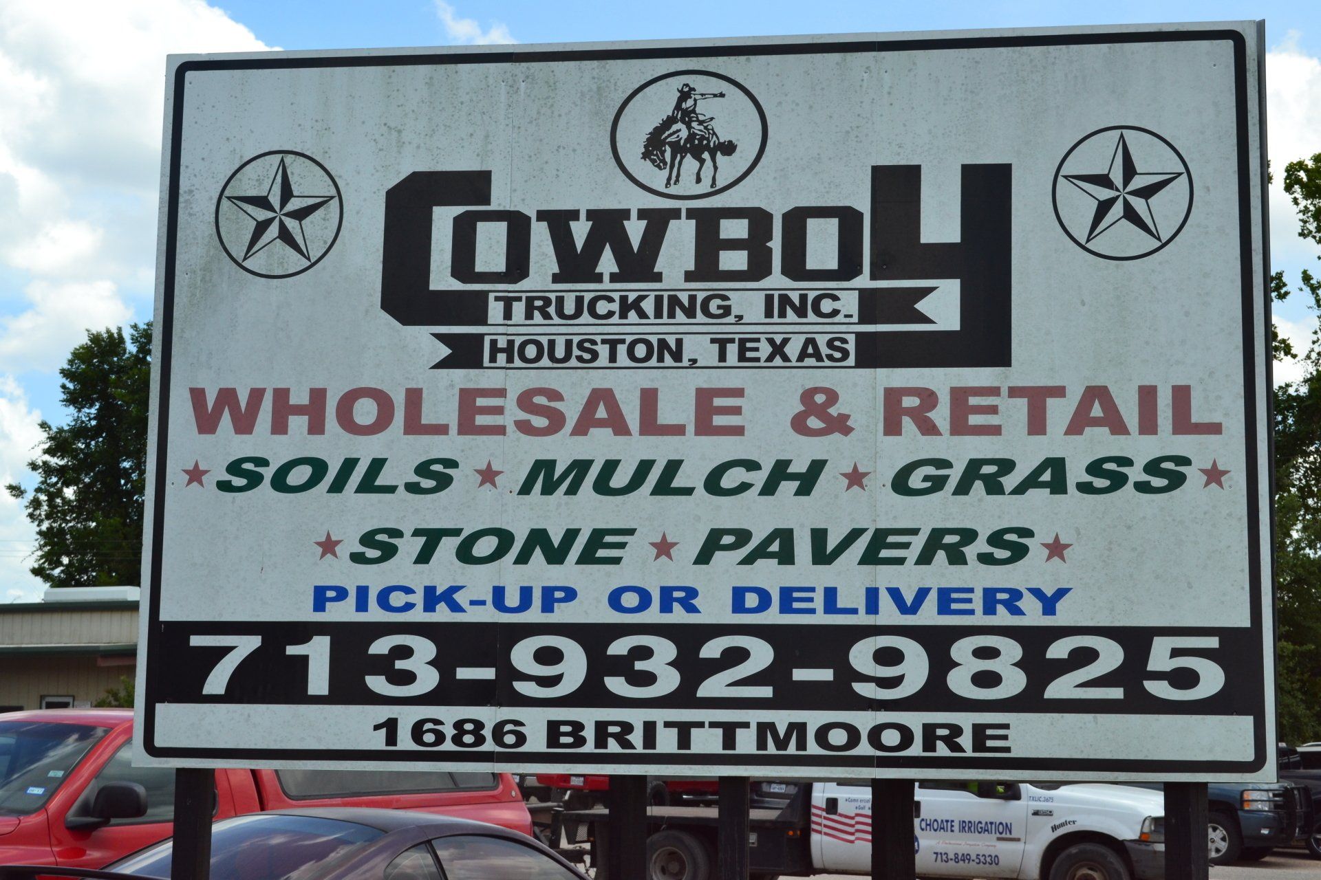 Cowboy Trucking signs board