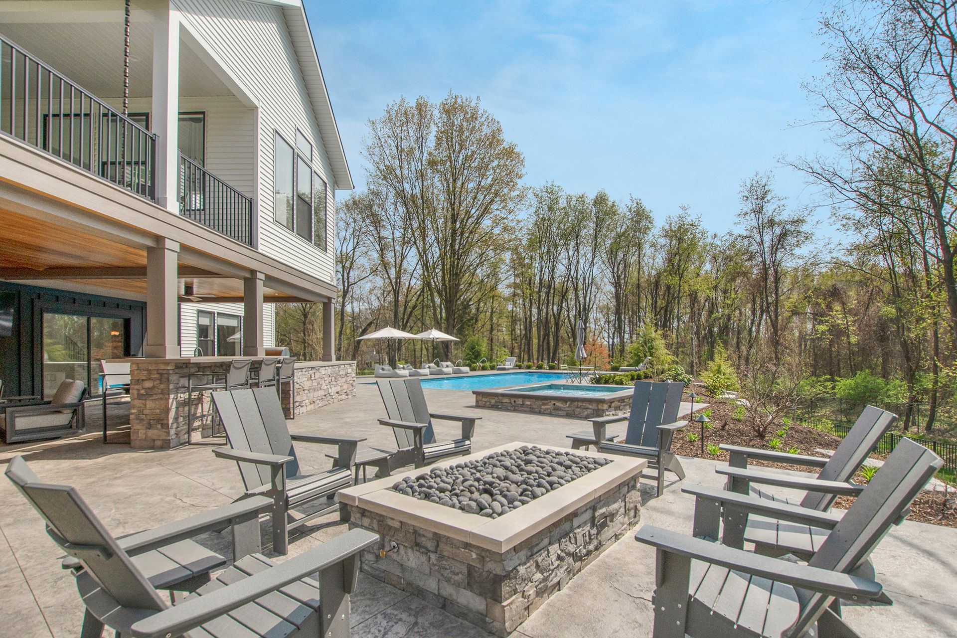 fire pit and pool