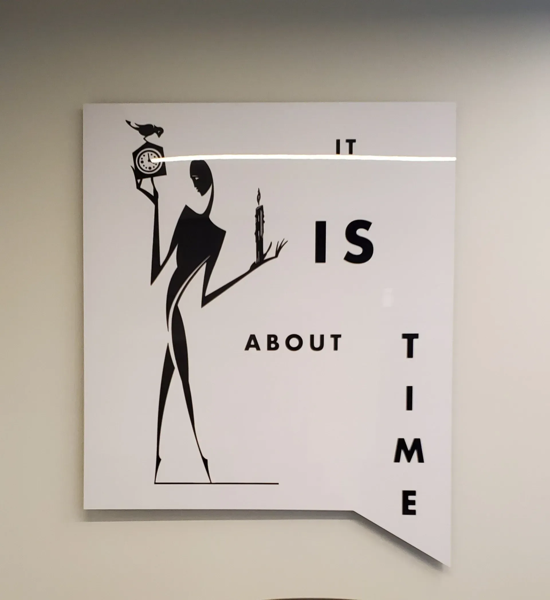 Sign with a fashion illustration and the words 