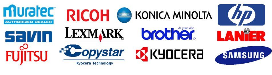 Muratec, Ricoh, Konica Minolta, HP, Savin, Fujitsu, Lexmark, brother, Lanier, Copystar, Kyocera, Samsung