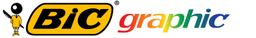The BIC Graphic logo: the iconic Bic boy icon next to the yellow Bic logo and the multi-colored word 