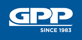 Logo for GPP Sports featuring white text "GAMES PEOPLE PLAY" above large "GPP" letters on a navy blue background.