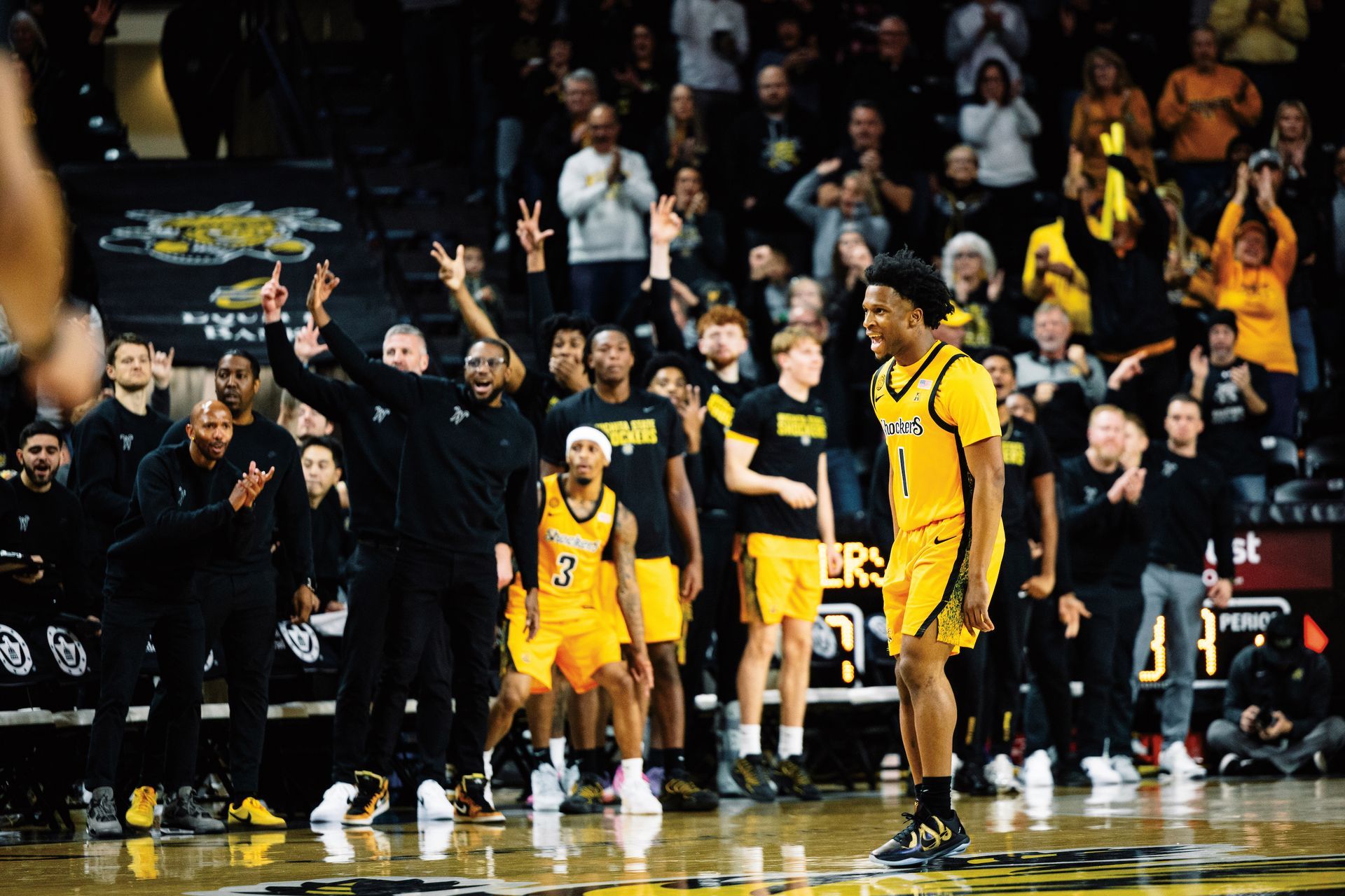 Wichita Shocker Kenyon Giles expresses emotion on the court.