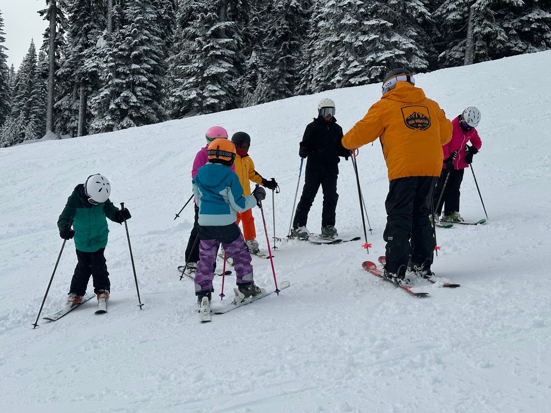 students out in the mountainside for skiing