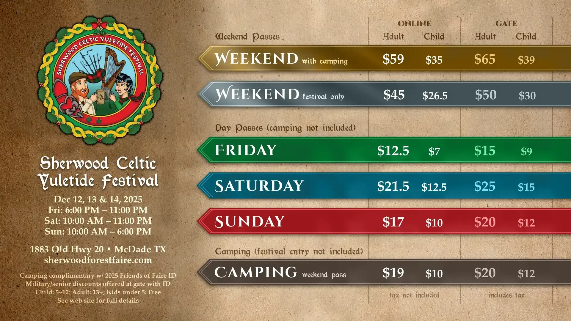 Ticket for Sherwood Forest Faire