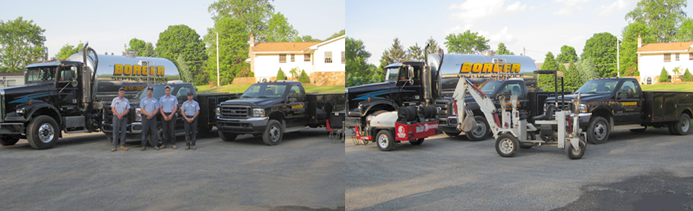 Borger septic service staff and vehicles
