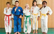 Karate students with medal