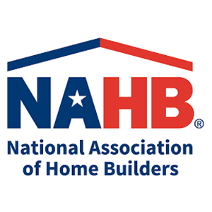Logo of the National Association of Home Builders: Blue and red roof with 