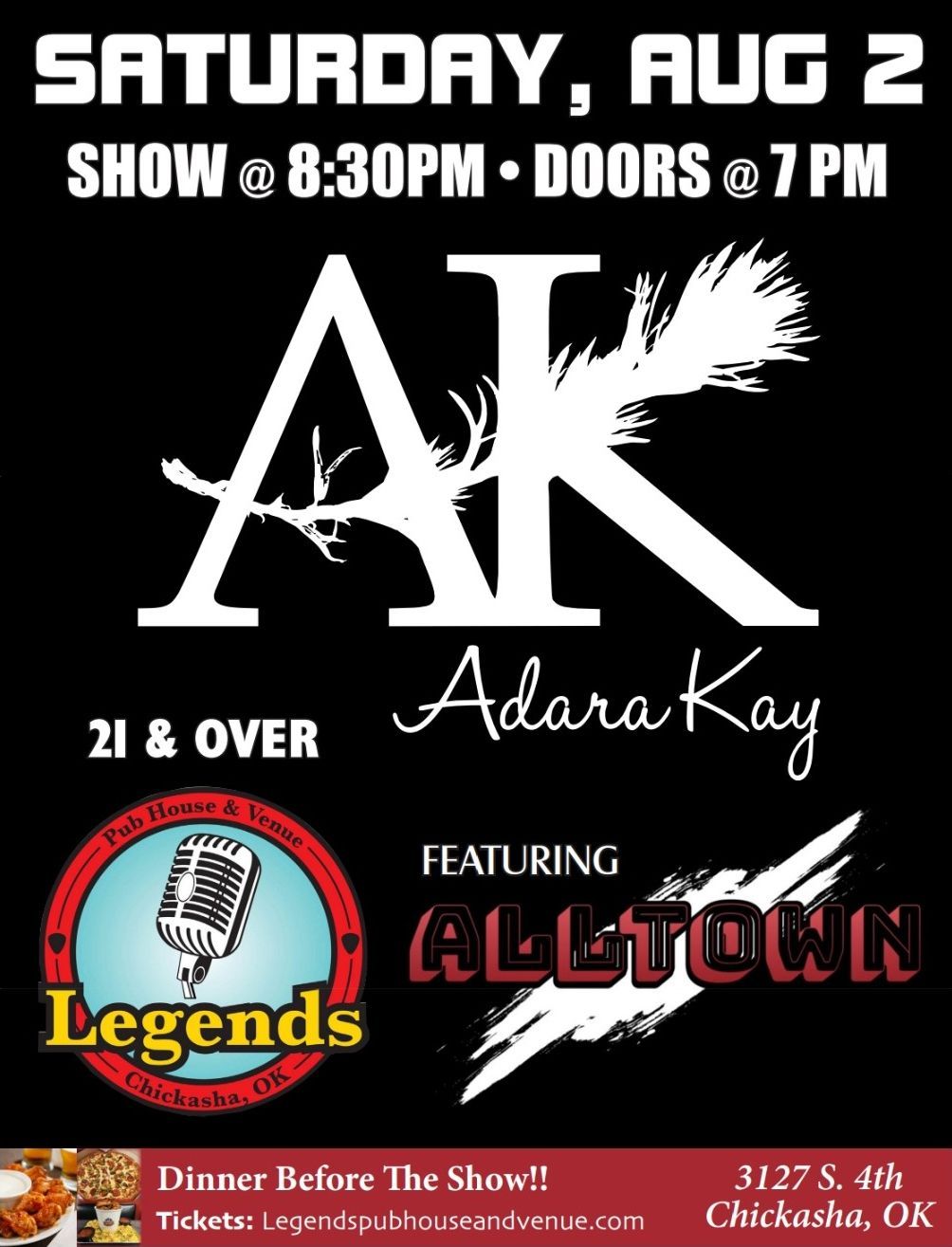 A poster for a show on Saturday august 2