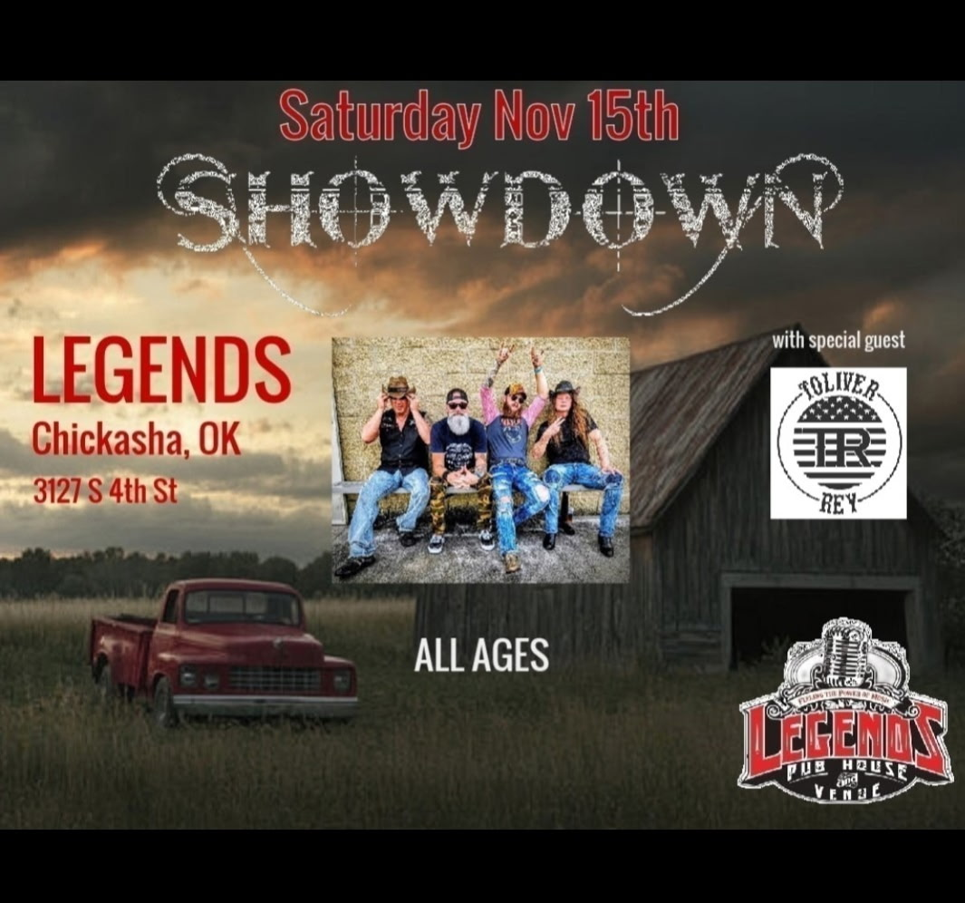 A poster for Legends Showdown in Chickasha, OK