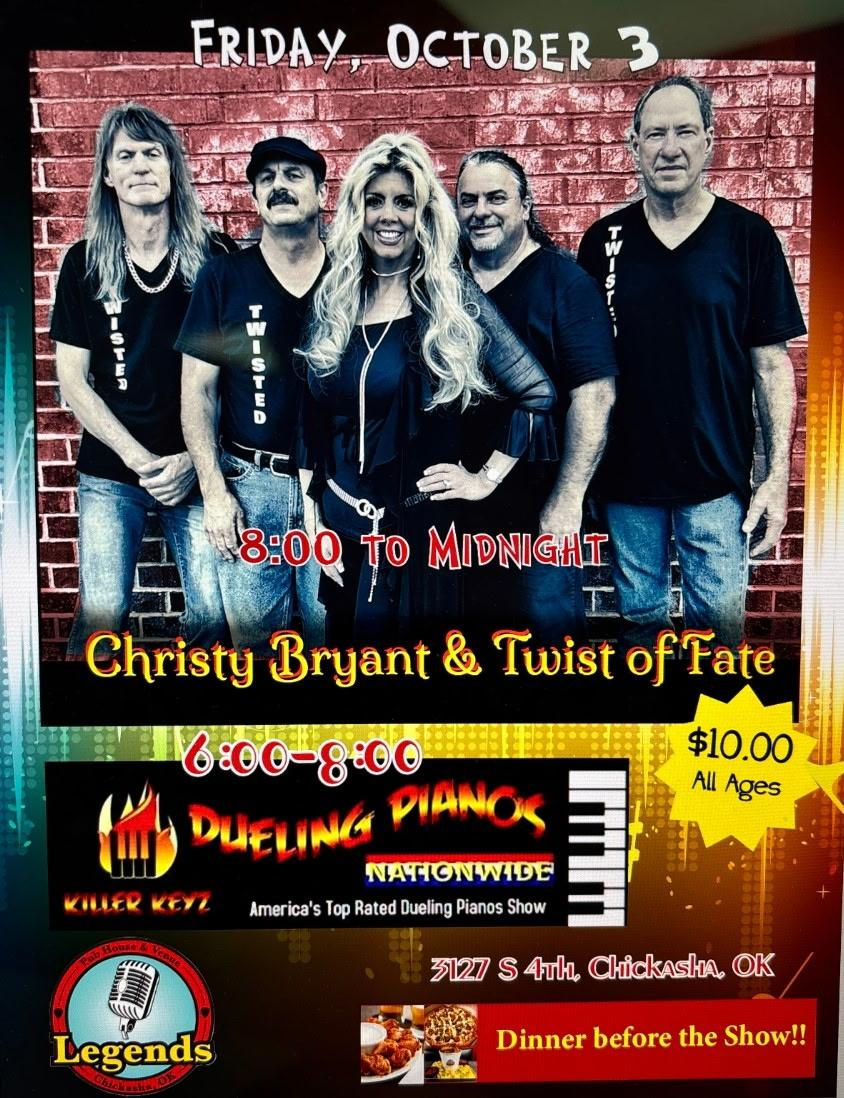 Come get twisted with christy bryant twist of fate appearing live friday october 3rd