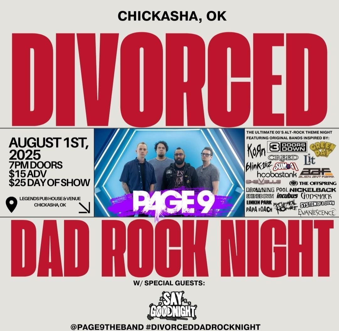 A poster for divorced dad rock night in Chickasha, ok