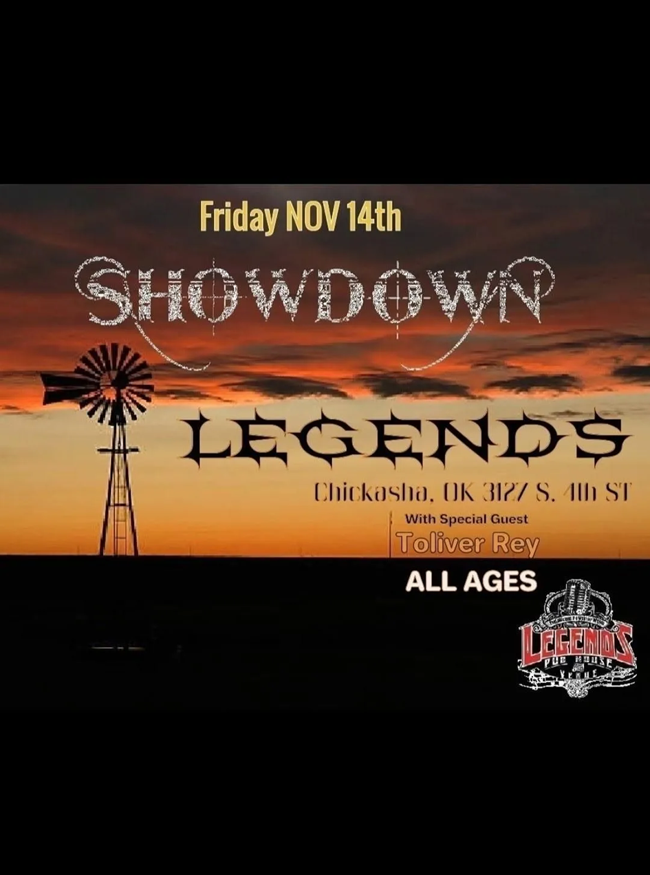 A poster for Legends Showdown in Chickasha, OK