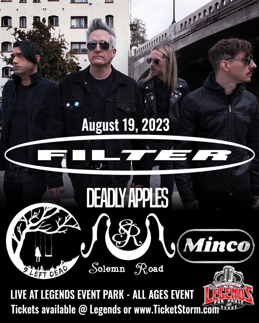 A poster for a band called filter deadly apples