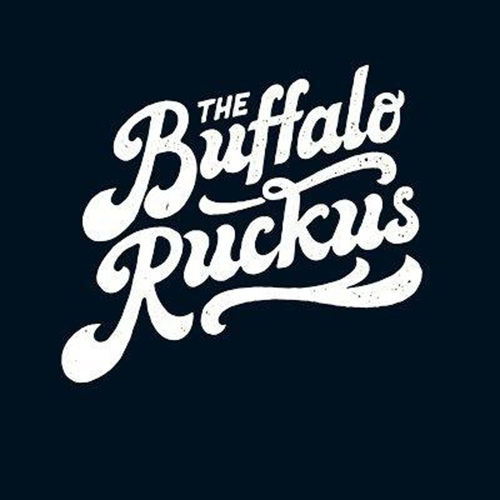 The buffalo ruckus logo is white on a black background.