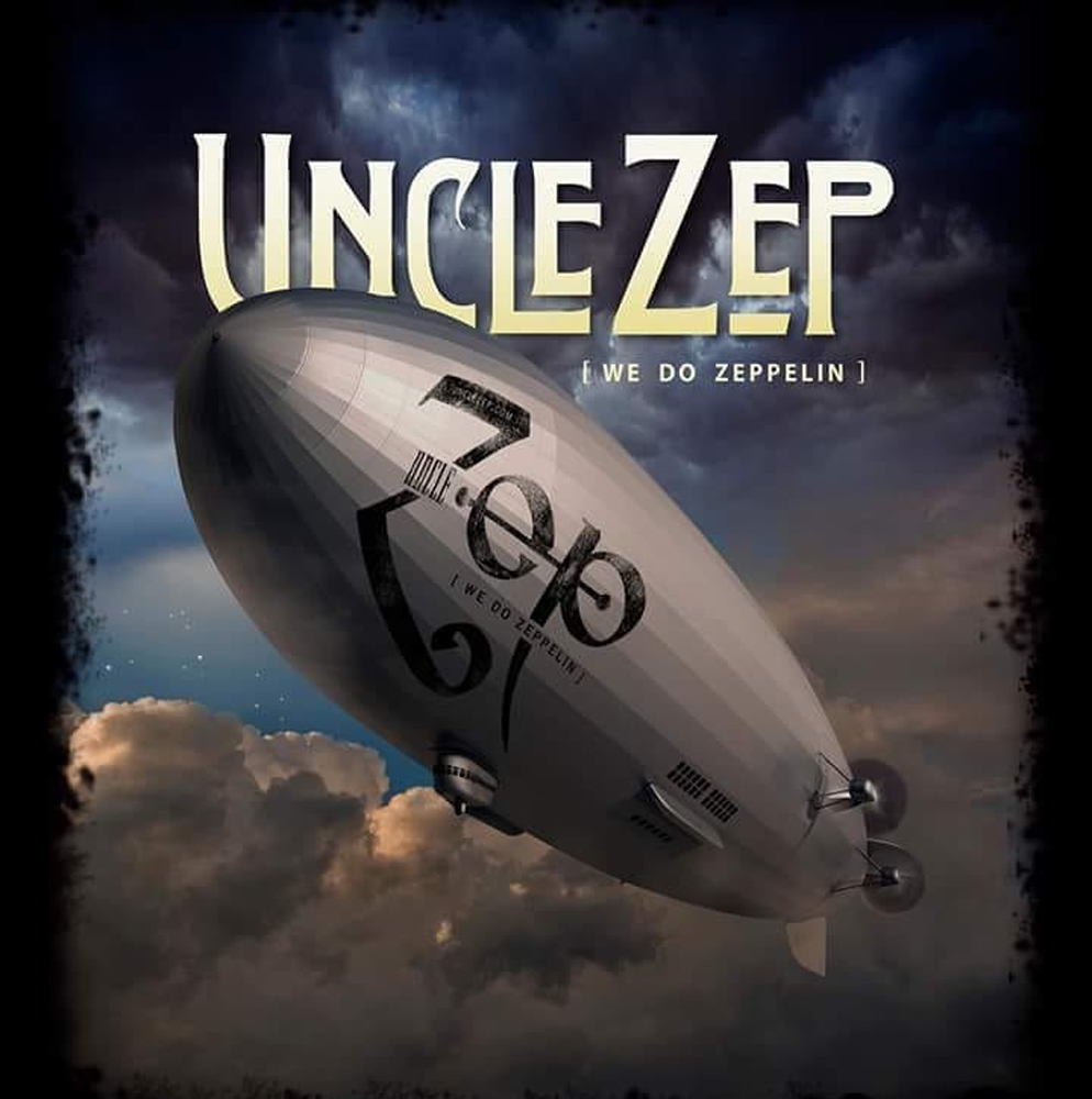A poster for uncle zep shows a zeppelin in the sky