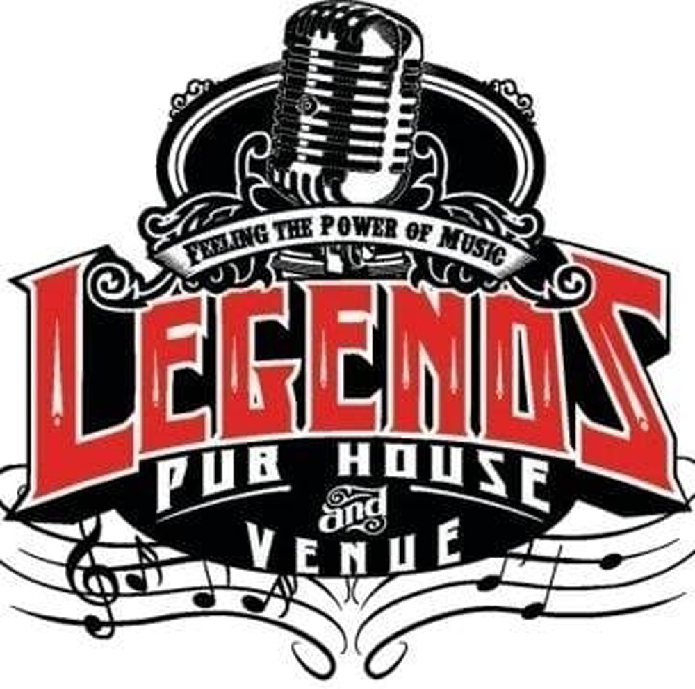 A logo for legends pub house and venue