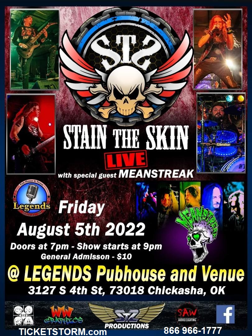 A poster for a concert called stain the skin live