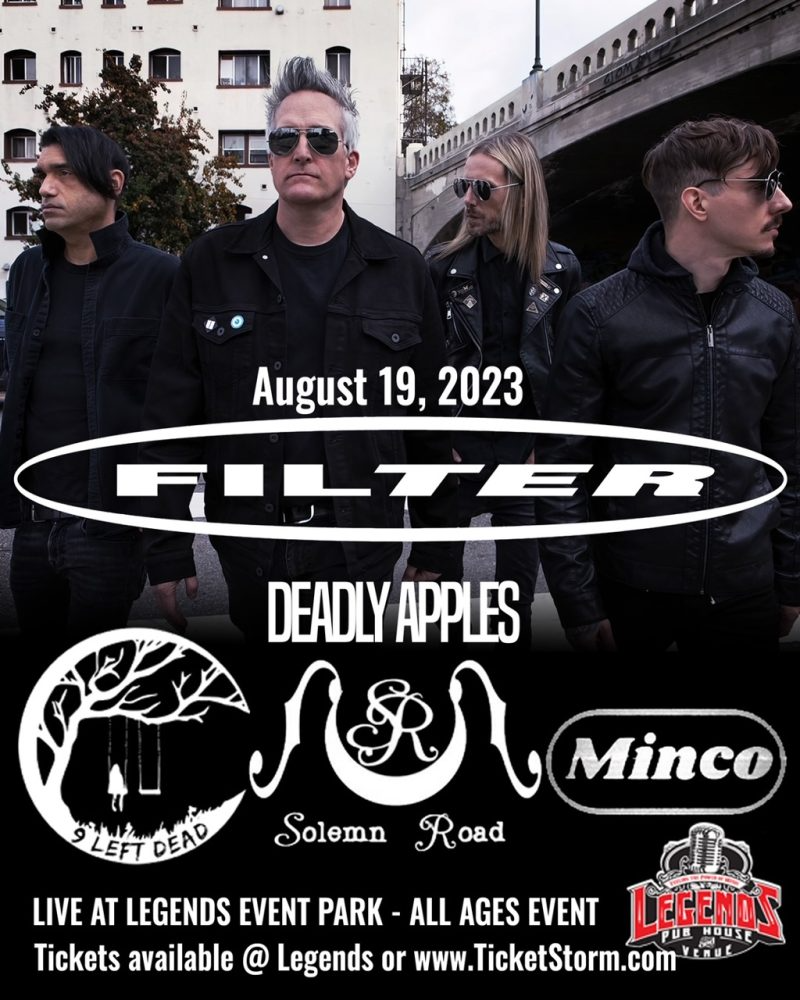 A poster for a band called filter deadly apples