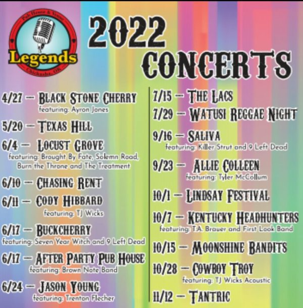 A poster for 2022 concerts including black stone cherry