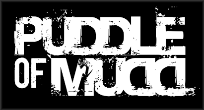 A black and white logo for puddle of mud