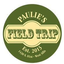Paulie’s Field Trip logo in olive green and cream, with “Est. 2013” and Milwaukee address text