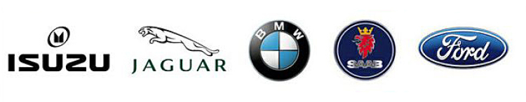 Logos Isuzu, Jaguar, BMW, Saab, Ford
