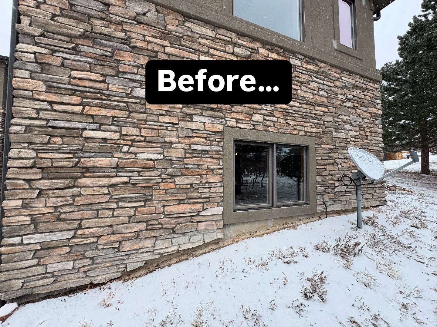 A picture of a house with a sign that says before