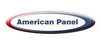 The american panel logo is a red , white and blue oval.