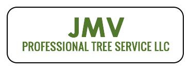 Logo for JMV Professional Tree Service LLC. Green text on a white rectangle.