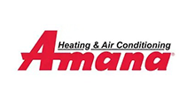 Amana Heating & Air Conditioning logo in red on white background.
